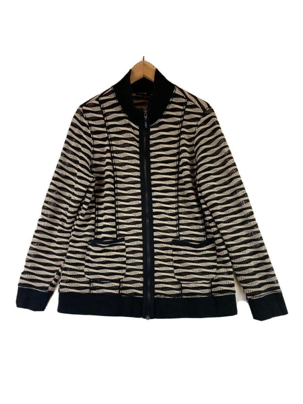 Bylyse Women's Open Front Zip Cardigan Black & Beige Size L